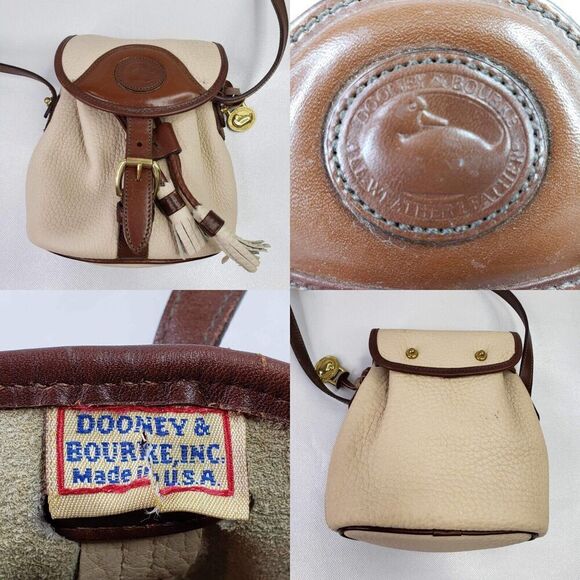 Dooney & Bourke Vintage All Weather Leather Crossbody Bag Cream Brown Tenton